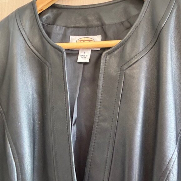 Talbots Jacket Blazer Women Small Black 100% Leather Casual Career Soft Comfort - Picture 3 of 7